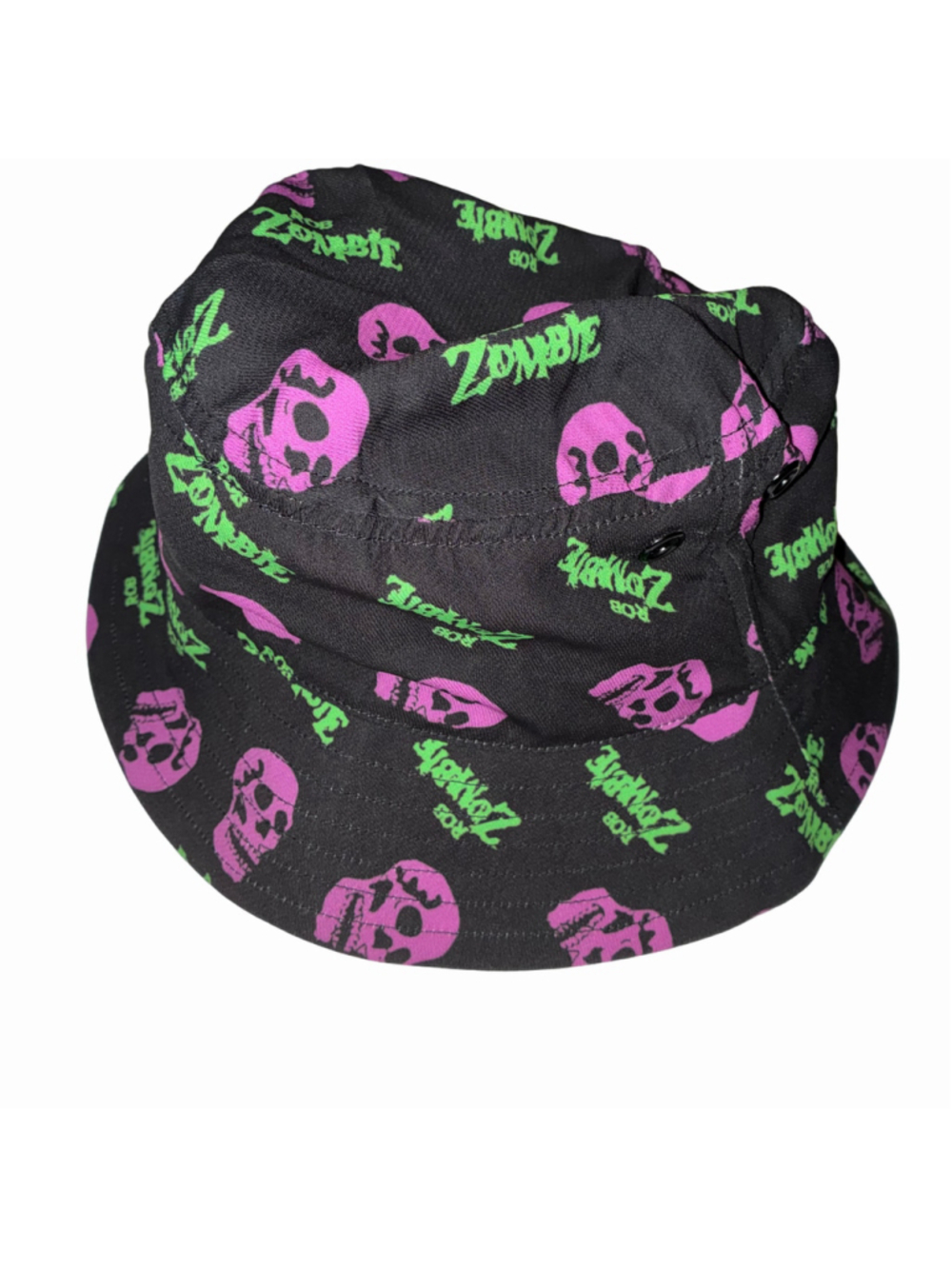Rob Zombie Skull Print Bucket Hat One Size Black Purple Hot Topic Exclusive